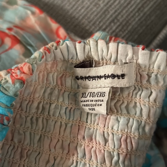 AMERICAN EAGLE Cropped Floral Cinch-Front Halter Top, size XL or XXL, NWOT - Picture 5 of 5